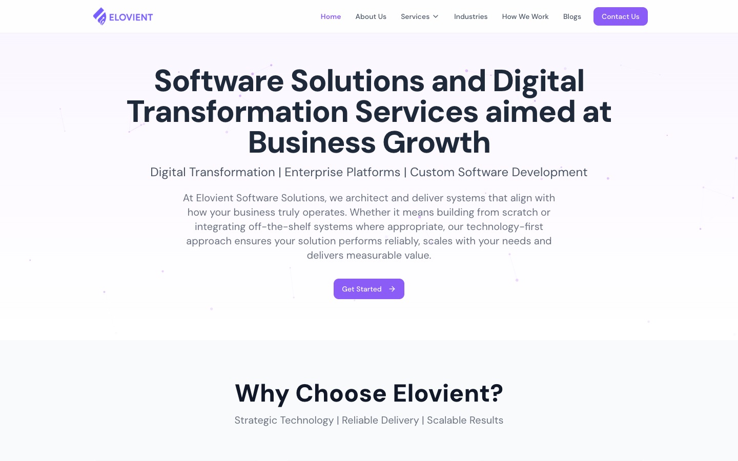 Elovient Software Solutions — home page